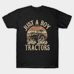 Just A Boy Who Loves Tractors. Farmer T-Shirt